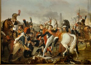 Napoleon I., verwundet vor Regensburg, wird vom Chirurgen Yvan behandelt, 23. April von Pierre Gautherot