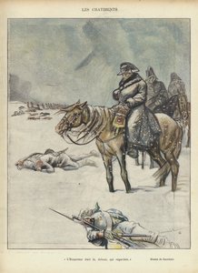 Napoleon auf dem Rückzug aus Moskau, Illustration für Le Rire
