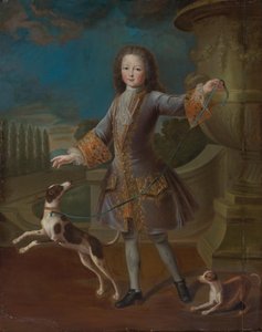 Ludwig XV. von Frankreich (1710-1774) mit zwei Hunden von Pierre Gobert