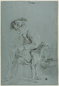 Sitzender Mann mit Hund von Pierre Jacques Volaire