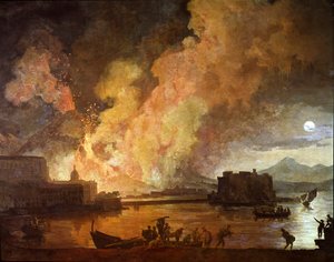Der Ausbruch des Vesuvs in Neapel im Mondlicht von Pierre Jacques Volaire