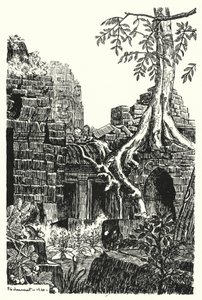 Ein innerer Hof, Bayon (Gravur)