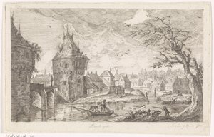Dorfansicht mit Fischern von Pierre Joseph Jacques Tiberghien