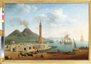 Blick auf den Vesuv vom Hafen von Neapel, 1791 von Pierre Joseph Petit