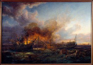 Kampf des Aufsehers und Quebec im Jahr 1779. Gemälde von Pierre Gilbert. Brest, Musée des Beaux Arts von Pierre Julien Gilbert