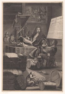 Goldwäger mit Diener und Warnungen vor den Gefahren des Reichtums