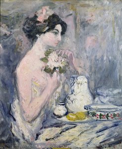 Frau mit einem Blumenstrauß