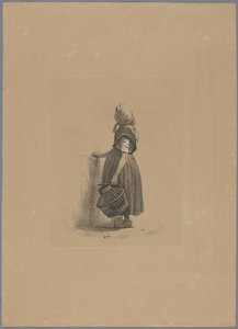 Stehendes Mädchen mit Geflügelkorb von Pierre Louis Dubourcq