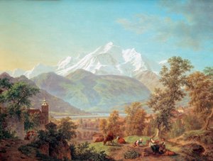 Der Mont-Blanc von Sallanches bei Sonnenuntergang gesehen von Pierre Louis de La Rive