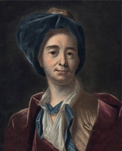 Porträt von Bernard Le Bouyer von Fontenelle, französischer Schriftsteller. Gravur nach Pierre Michel Alix