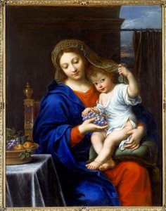 Die Jungfrau hat die Traube. Gemälde von Pierre Mignard (1612-1695) 1640 von Pierre Mignard