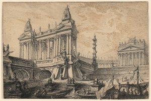Architektonische Fantasie eines prächtigen antiken Hafens