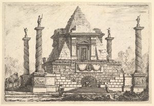 Imaginäre Architektur mit Kamel und Figuren, nach Della Bella von Pierre Moreau