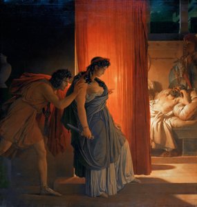 Klytämnestra zögert, bevor sie den schlafenden Agamemnon tötet