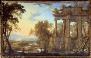 Landschaft mit Ruinen und Hirten
