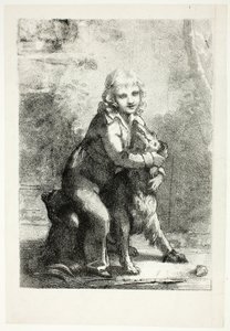 Kind mit Hund von Pierre Paul Prud