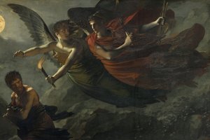 Detail: Gerechtigkeit und göttliche Rache verfolgen das Verbrechen von Pierre Paul Prudhon
