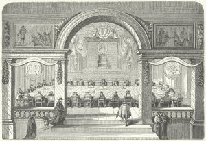 Treffen der Académie Française des Sciences im Louvre von Pierre Paul Sevin