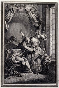 Richard Minulto - in „Erzählungen und neue Verse“ von Jean La Fontaine. 1776. Illustration von P.P. Choffard.
