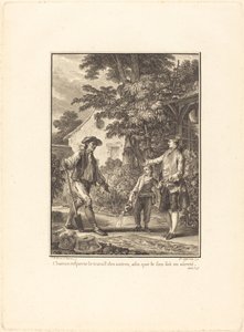 Jeder respektiert die Arbeit der anderen, damit die Brust sicher ist von Pierre Philippe Choffard after Jean Michel Moreau