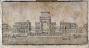 Architektur: „Projekt des Place Royale für Marseille, Perspektive auf die Stadt“ 1686 von Pierre Puget