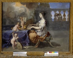 Heilige Cäcilia spielt Cembalo, um ihren Ehemann zum Katholizismus zu bekehren. Heilige Cäcilia ist die Schutzpatronin der Musiker von Pierre Puget