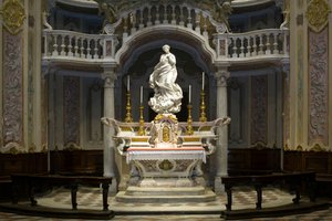 Die Unbefleckte Empfängnis, Santa Maria Immaculata auf dem Altar der szenografischen Kapelle platziert 1669-70 (Marmor)