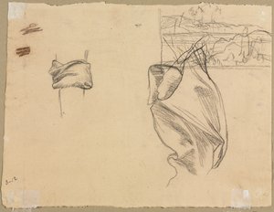 Studien von Draperien und Studie einer Landschaft (verso)