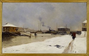 Der niedrige Hafen der Tolbiac-Brücke während der Flut von Pierre Vauthier