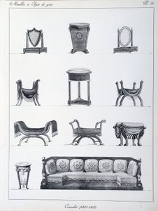 Möbel der Konsulatszeit. Platte aus der Sammlung „Collection de mobilier et objets de taste“ von Pierre de la Mesangere