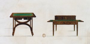 Schreibtisch und Schreibpult, Platte 436, Illustration aus Collection de meubles et objects de gout