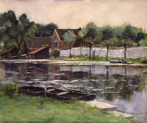 Bäuerinnen mit Wäsche am Flussufer von Piet Mondrian