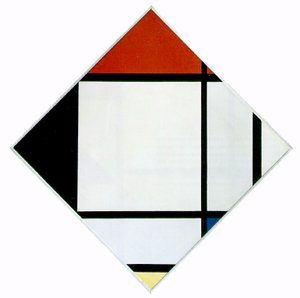 Rautenkomposition in Rot, Schwarz, Blau und Gelb, 1925