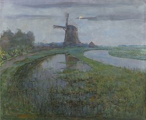 Oostzijdse Mühle am Fluss, um 1903 von Piet Mondrian
