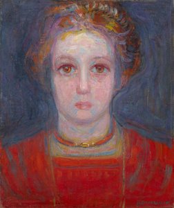 Porträt eines Mädchens in Rot, 1908 von Piet Mondrian