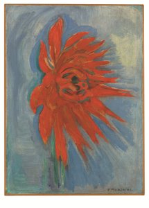 Rote Chrysantheme auf blauem Hintergrund, um 1909-10 von Piet Mondrian