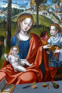 Maria, das Jesuskind und ein Engel (Detail)