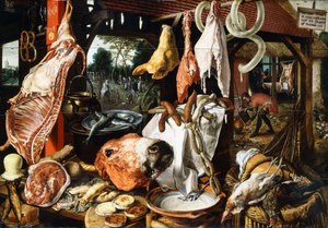 Ein Metzgerstand mit der Heiligen Familie auf der Flucht nach Ägypten, 1551