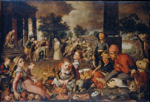Marktszene mit Christus und der Ehebrecherin von Pieter Aertsen
