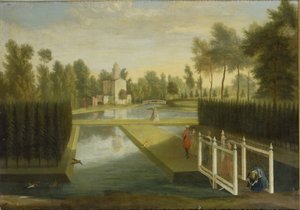 Blick auf die Rückseite des Bagnio von Süden des oberen Flusses, Chiswick House