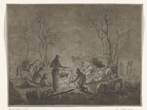 Biwak der Kosaken am Feuer während der französischen Besetzung 1813 in Amsterdam von Pieter Bartholomeusz. Barbiers