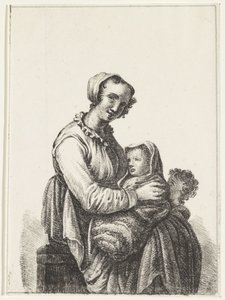 Mutter mit Baby und Kleinkind von Pieter Bartholomeusz. Barbiers