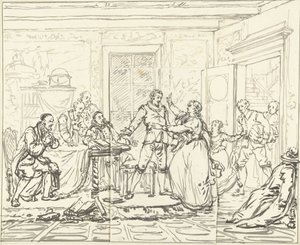 Theaterszene aus Jacob Simonsz de Rijk von Pieter Bartholomeusz. Barbiers