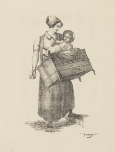 Frau mit Orgel und Kind