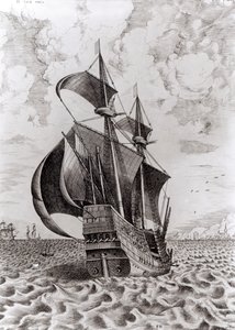 Schiff, graviert von Hieronymus Cock von Pieter Bruegel the Elder