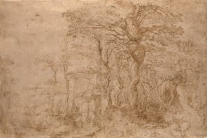 Waldlandschaft mit fünf Bären