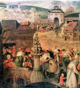 Christus vertreibt die Händler aus dem Tempel (Detail), um 1584-1638 von Pieter Brueghel the Younger