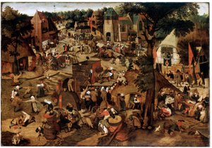 Jahrmarkt mit einer Theateraufführung, um 1580-1630 von Pieter Brueghel the Younger