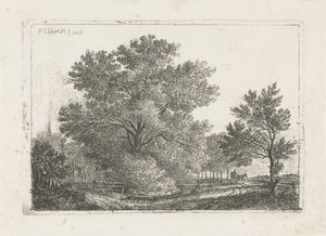 Landschaft mit großem Baum