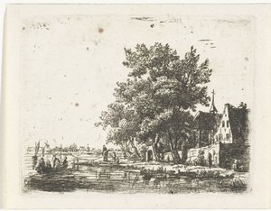 Trekschuit bei einem Kloster von Pieter Casper Christ